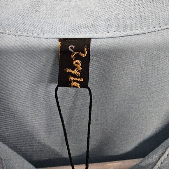 NWT Roylamp Blue Boho Shirt Dress Tiered Minimalist S - Picture 11 of 13